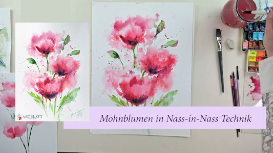 Mohnblumen in Nass-in-Nass Technik (Video Screenshoot)