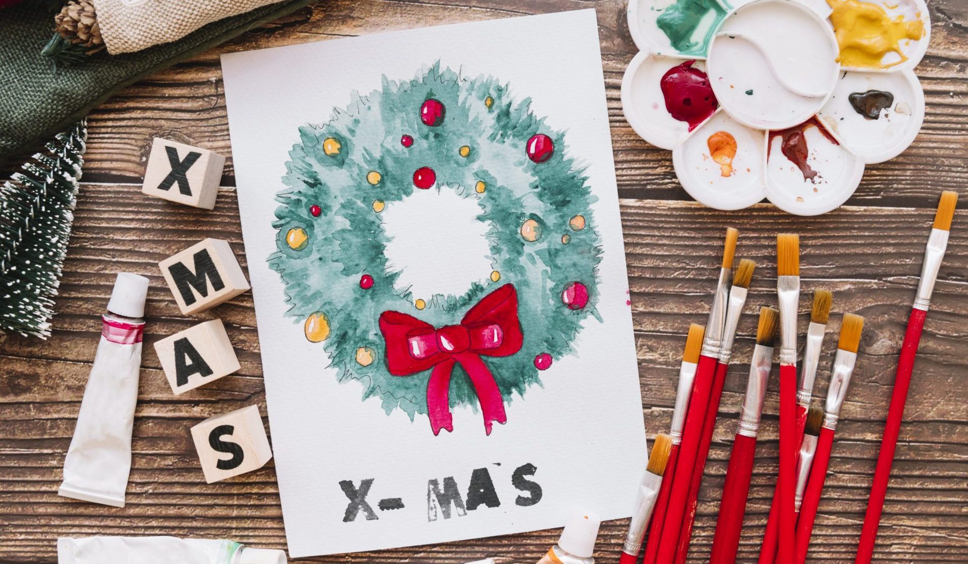 Farben und Weihnachtskomposition