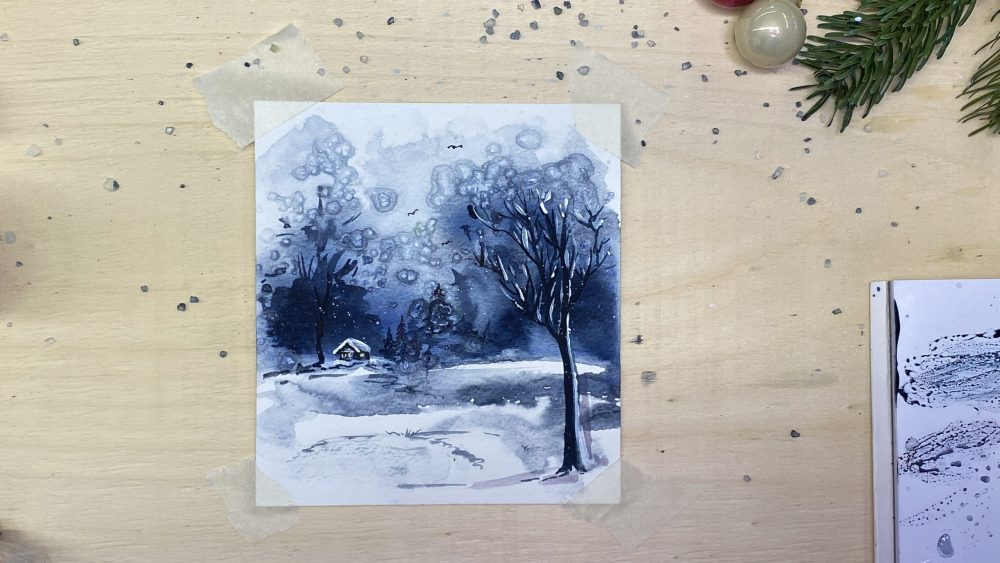 Winterlandschaft mit Haus